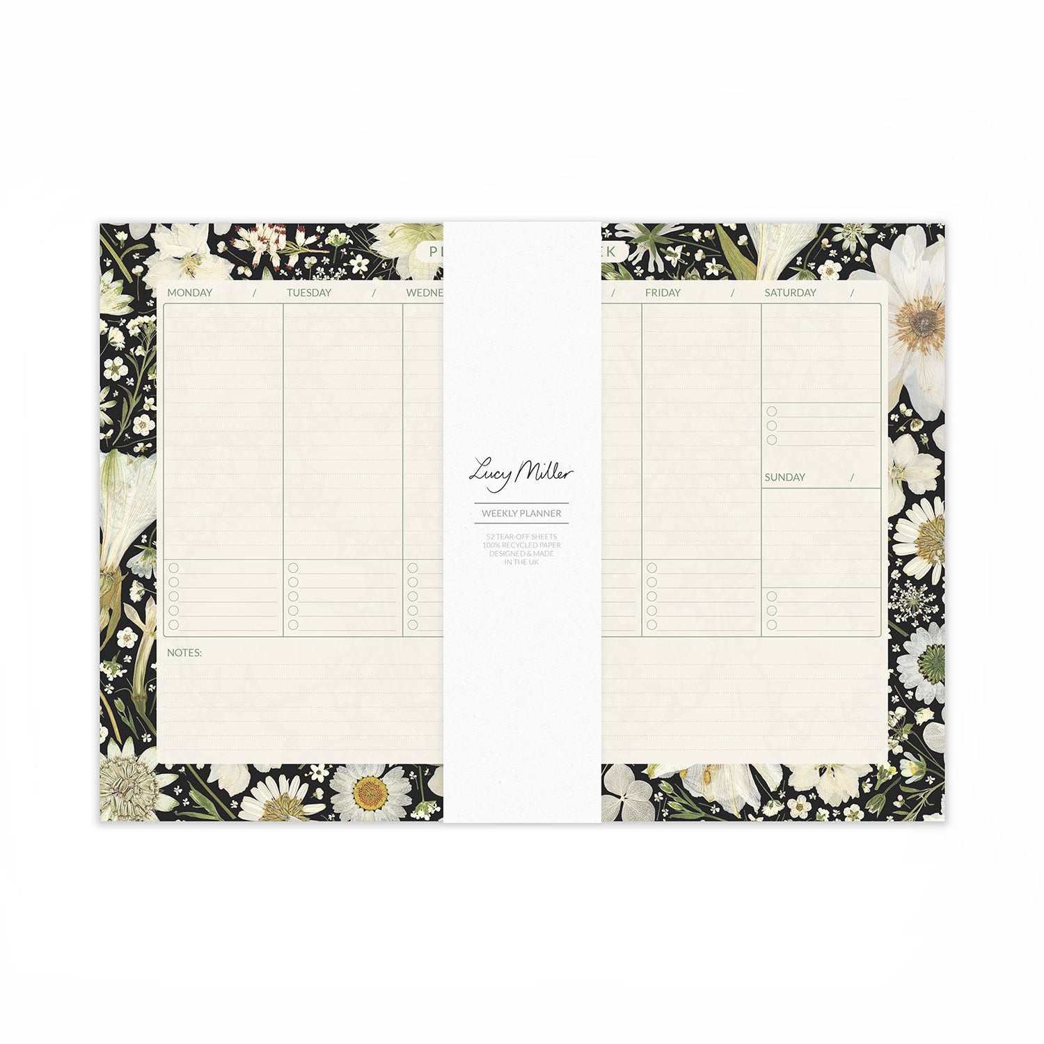 Tear-off floral weekly planner pad showing 'Notes' and 'Next Week' sections, great for reminders and task planning; ideal for goal-setters, meal planners, and anyone who likes structured weekly schedules.