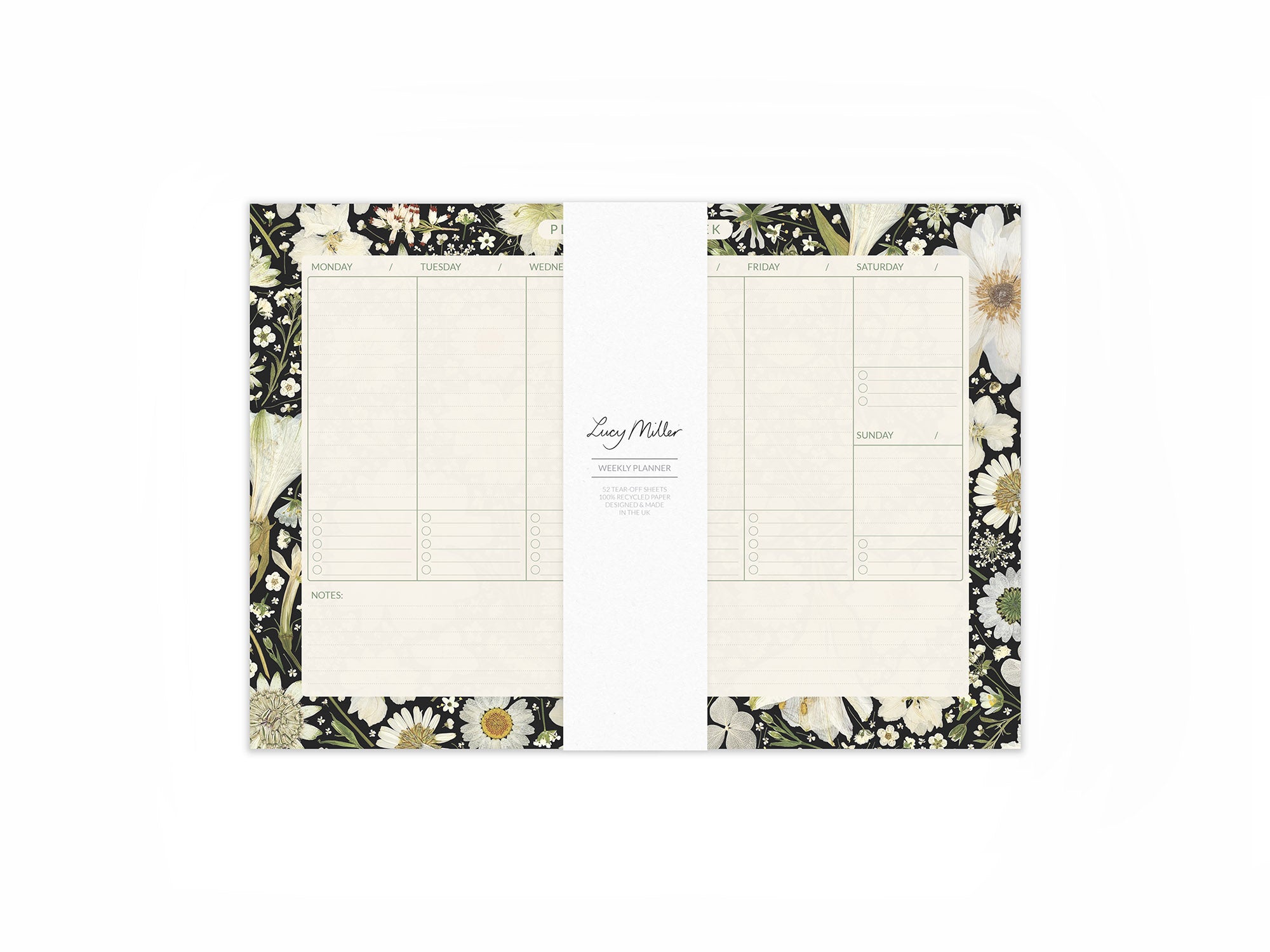 Tear-off floral weekly planner pad showing 'Notes' and 'Next Week' sections, great for reminders and task planning; ideal for goal-setters, meal planners, and anyone who likes structured weekly schedules.