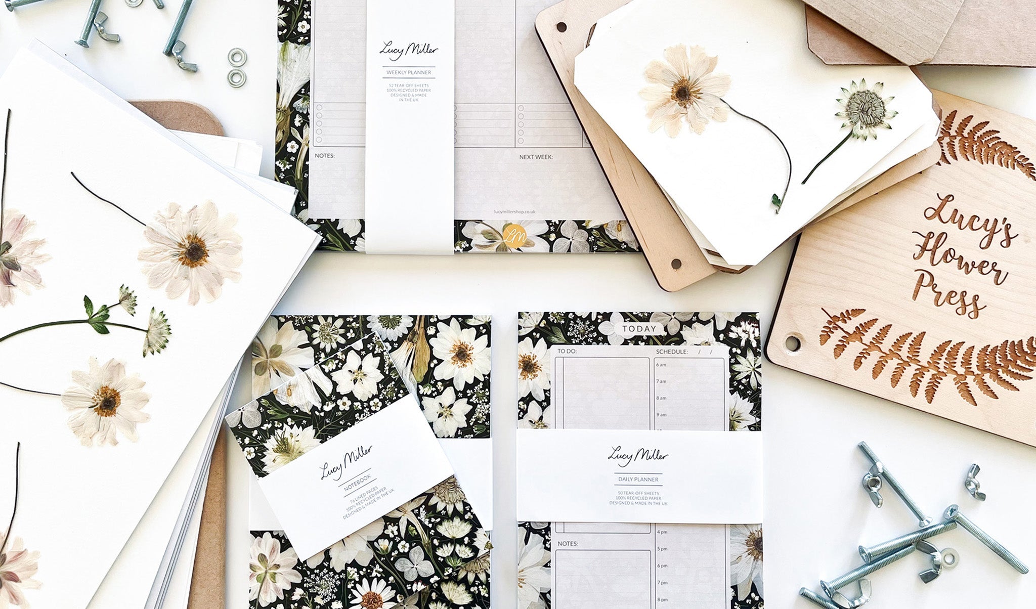 White Florals on Black